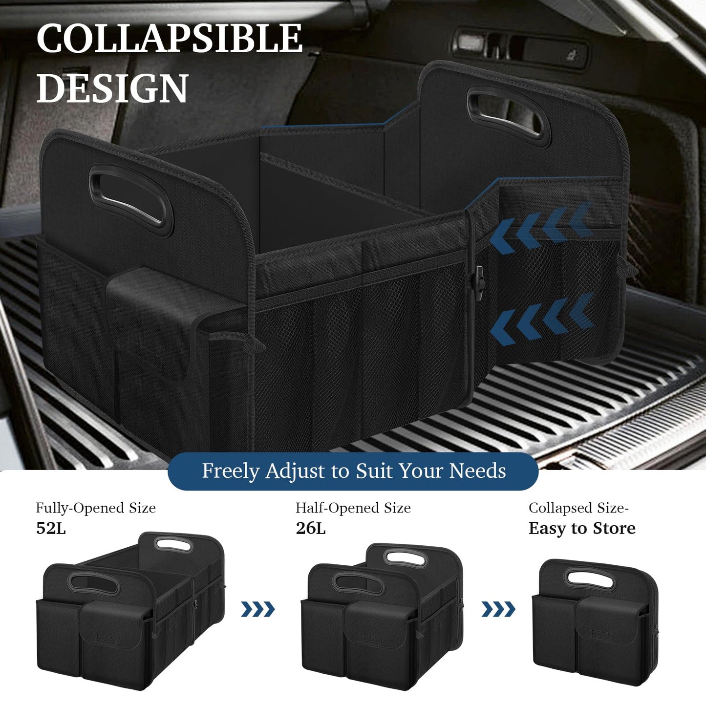 Femuar Car Trunk Organizer – Waterproof, Black