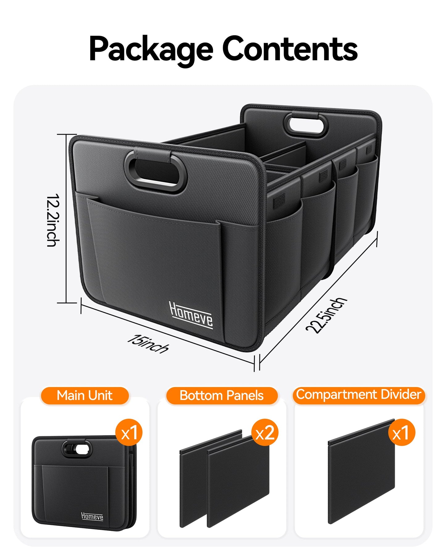 Homeve Car Trunk Organizer – Foldable Waterproof Storage
