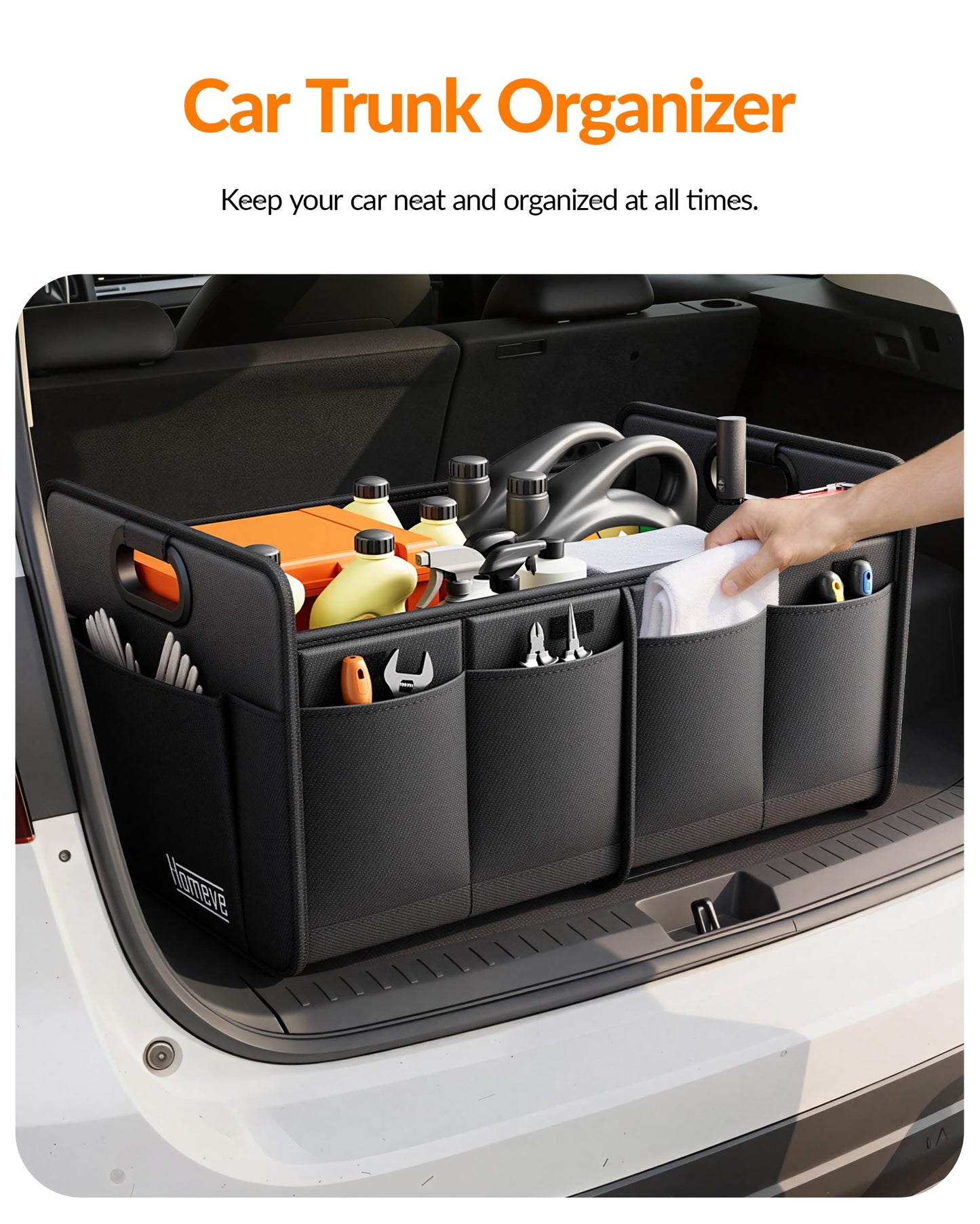 Homeve Car Trunk Organizer – Foldable Waterproof Storage